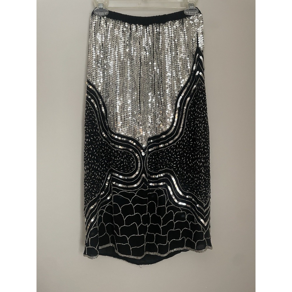 Vintage Judith Ann Creations M Skirt Gadsby Black Silk Sequin 20s Flapper NYE - Picture 10 of 10
